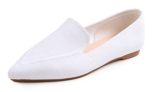 Image of FEVERSOLE Women's Woven Pointy Fashion Cutouts Breathable Knit Flat Shoes
