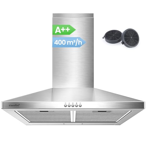 COMFEE' CH60A17EM400SS A++ Dunstabzugshaube 60cm Umluft & Abluft, Wandhaube mit Aktivkohlefilter,...