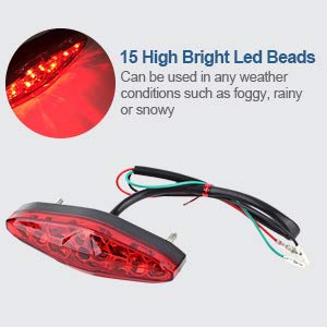 Keenso 12V Universal 15 Led Motorcycle Rear Tail Light Brake Stop Running Tail Light Atv Dirt Bike (B) #TOP2