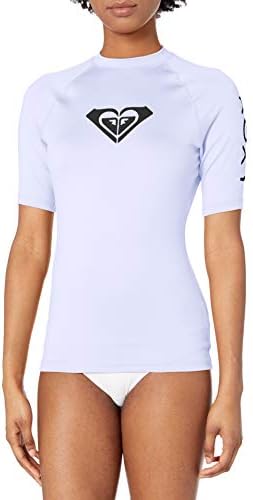 Roxy womens Whole Hearted Short Sleeve Rashguard Rash Guard Shirt, White 2020, Medium US