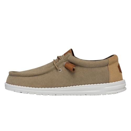 HEYDUDE Men's Wally Corduroy Multiple Colors & Sizes | Mens Shoes | Men's Lace Up Loafers | Comfortable & Light-Weight Tan