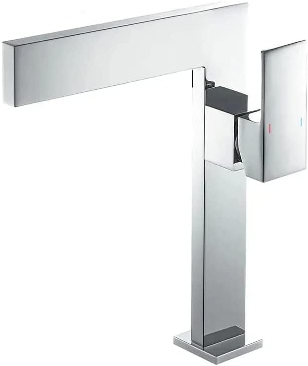 Miniatura 2 de KunMai Grifo de lavabo de baño ultrafino cromado monomando cascada grifo mezclador de latón macizo 1 agujero lavabo grifo (cromado)