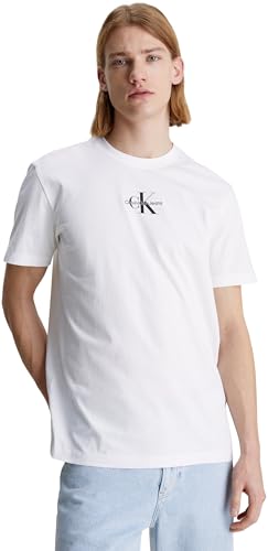 Calvin Klein Jeans T-Shirt Manches Courtes Homme Monologo Regular en Coton Biologique, Blanc (Bright White), XL Calvin Klein Jeans T-Shirt Manches Courtes Homme Monologo Regular en Coton Biologique, Blanc (Bright White), XL