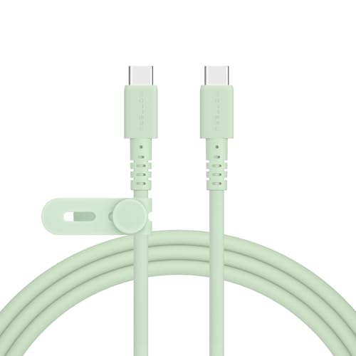 MOTTERU(モッテル) 240W対応 USB-C to USB-C シリコンケーブル 2.0m iPhone Air 17 17Pro 16 15 Android iPad MacBook しなやかでやわらかい 絡まりにくく断線に強い Power Delivery EPR ノートPC対応 温度センサー搭載 シリコンケーブルバンド 付属 ピスタチオ MOT-SCB240CCG200-PS