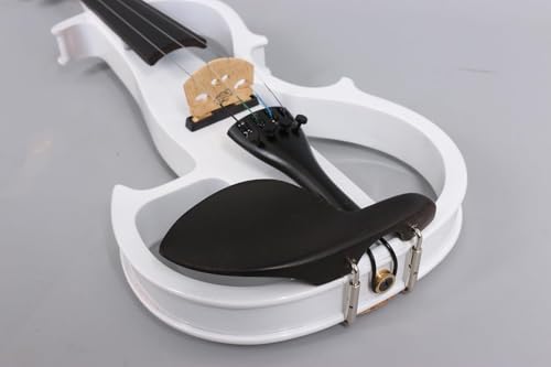 Image of Vetimobato Electric Violin 4 /4 Full Size Solid Wood Silent Violin Set for Adults Beginner Practice Electric Fiddle with Ebony Fittings Hard Case & Bow(4 String White)