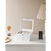 SONGMICS Jewelry Box Organizer with Glass Lid, 6-Layer Jewelry Storage, with 5 Drawers, Modern Style, Christmas Gift, 6.4 x 9.9 x 11.4 Inches, Cloud White and Gold Color UJBC171W01 SONGMICS Jewelry Box Organizer with Glass Lid, 6-Layer Jewelry Storage, with 5 Drawers, Modern Style, Christmas Gift, 6.4 x 9.9 x 11.4 Inches, Cloud White and Gold Color UJBC171W01