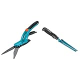 Gardena Comfort Grasschere: Hochwertige Schere mit Wellenschliff-Schneidmesser, antihaftbeschichtet & Unkrautstecher: Ideales Gartenwerkzeug zum effektiven Entfernen von Unkraut, 19 cm (8935-20)