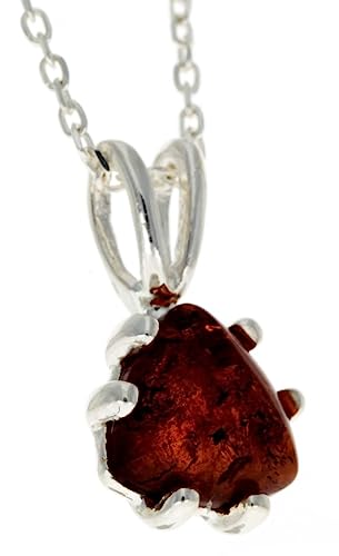Pendentif triangle ambre de la Baltique cognac en argent 925 véritable