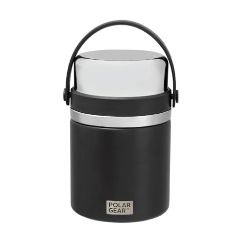 Polar Gear 600ml Hot Food Flask & Foldable Spoon - Vacuum Insulated Double Wall Stainless Steel Thermos Soup Flask Jars Leakproof and BPA Free - Lunch Thermal Food Flasks for Hot Food Kids & Adults
