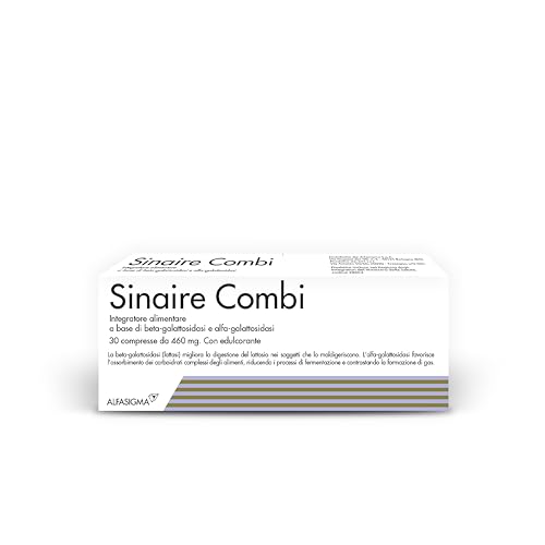 Sinaire Combi 30 Compresse, Integratore Alimentare per la Digestione del Lattosio nei Soggetti che lo Maldigeriscono, Con Edulcorante, 30 compresse Deglutibili