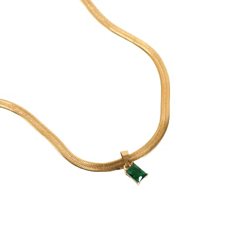 vien Square Green Zircon Pendant Necklace Women's Classic Luxury Girls Jewelry Chain Gold-plated Stainless Steel Pendant-picture-49