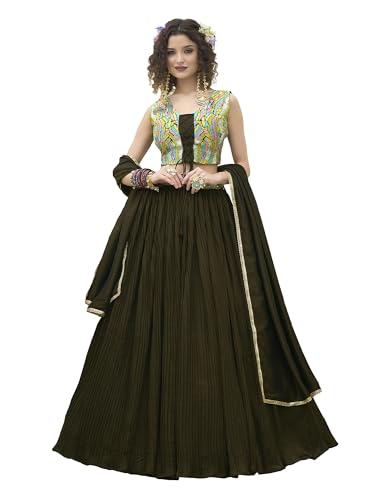 Image of PURVAJA Women's Silk Semi-Stitched Lehenga choli