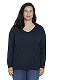 Gerippte Abschlusskanten TOM TAILOR MY TRUE ME Basic V-Neck Pullover Damen, Blau (10360 - Real Navy Blue), 52 EU