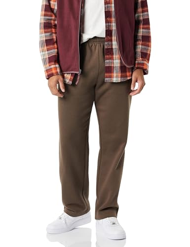 Amazon Essentials Herren Fleece-Jogginghose mit offenem Saum (erhältlich in Übergrößen) Mittel Braun XL