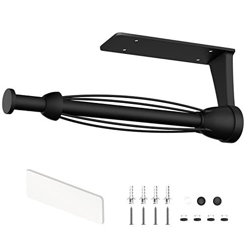 Single Hand Operable Paper Towel Holder Under Cabinet with Damping Effect for Kichen Bathroom(Black)…