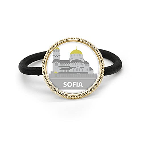Élastique à cheveux monuments Sofia élastique gris et bandeau métal argenté