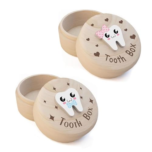SHEPAILAI Tooth Fairy Box - 3D Carved Wooden Tooth Holder for Kids, Cute Tooth Storage Box for Lost Teeth | Keepsake Memory Box for Boys & Girls