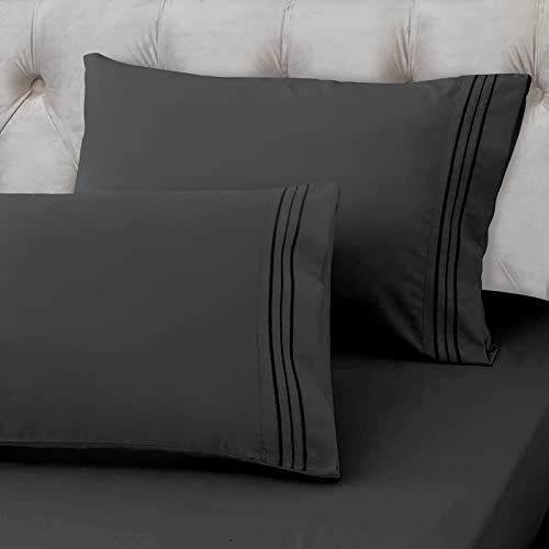 Easehome Luxury King Bed Sheets Set - Super Soft Brushed Microfiber 1800 Thread Count King Size Sheets With 21-Inch Deep Pocket - Breathable Wrinkle And Hypoallergenic-4 Piece(King,Black) #TOP4