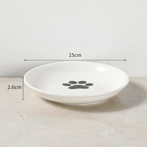 Image of RADIONICS Pet Ceramic Bowl Without Elevated Feeder Paw Print Plate Iron and Ceramic Ideal for Cats and Small Dogs(Stand Not Included)