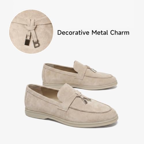 Image of BEAU TODAY Suede Loafers Flats for Women, Women's Slip On Penny Loafers, Leather Driving Comfortable Dress Ladies Loafers Casual Office Work Shoes