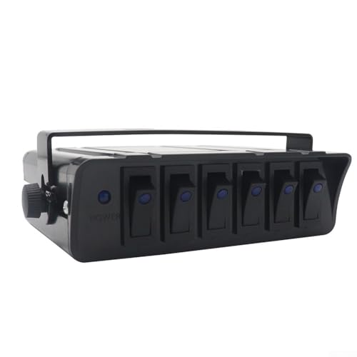 Panneau de commande 12V 40A noir à 6 interrupteurs à bascule