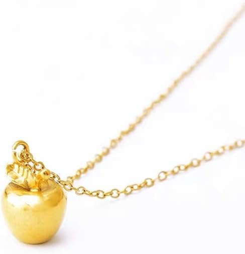 Dainty Gold Apple Pendant Necklace for Women Her 18k Gold Plated Simple Cute 3D Fruit Charm Necklaces Polished Fashion Adjustable Chain Choker Jewelry Mom Wife Daughter BFF - Image 2