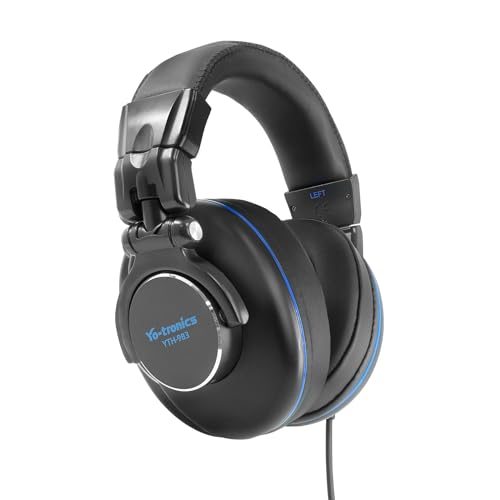 Image of Professional Over-Ear DJ Headphones Wired, Closed-Back, 90 Rotating Joints, 3.5mm Jack and 6.3mm Adapter for Recording Music Production, Studio Monitoring, Mixing, DJ Monitoring, Black