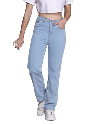 Image of Nifty Womens Mid Rise Denim Stretchable Straight Fit Boyfriend Jeans