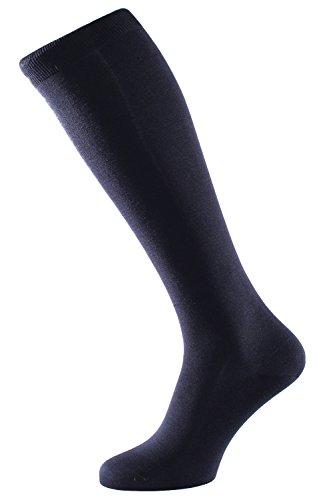 ALBERT KREUZ calcetines hasta la rodilla de lujo para hombre de 98% seda, color azul marino, 39-41