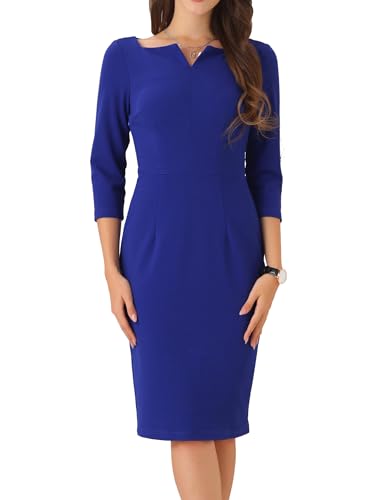 スーツ・フォーマル・ドレス acka velour long dress Allegra K 3/4 Sleeve Dress for Women V Neck Zipper Bodycon