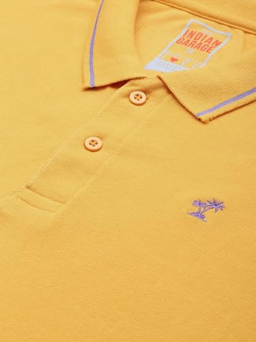 Image of The Indian Garage Co Men Slim Fit Solid Polo Neck Half Sleeves Tshirt
