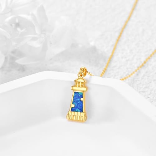 ELFRONT Lighthouse Necklace for Women 14k Gold Lighthouse Pendant Necklace Birthday Jewelry Gift for Girlfriend Lover3