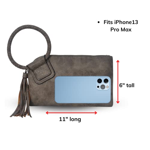 Image of NGIL Faux Leather Mini Wristlet Purse | Women's Handbag, Fashion Wristlet Wallet, Compact Everyday Purse with Fringe Tassel