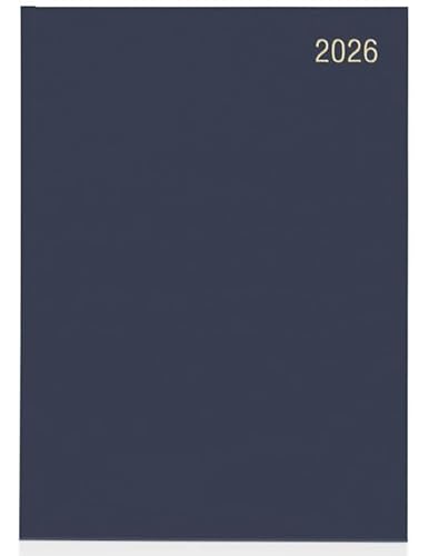 Top Sale 2026 A4 Week To View Yearly Diary with Hard Cover and Matching Ribbon Marker - Blue