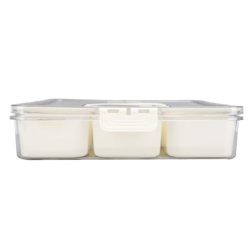 Eujgoov Divided Servierschale Praktische 12 Fächer Pet ABS Snack Gewürz -Obstbox für Home Party, Tragbarer Griff, Transparenter Deckel - 1 Set