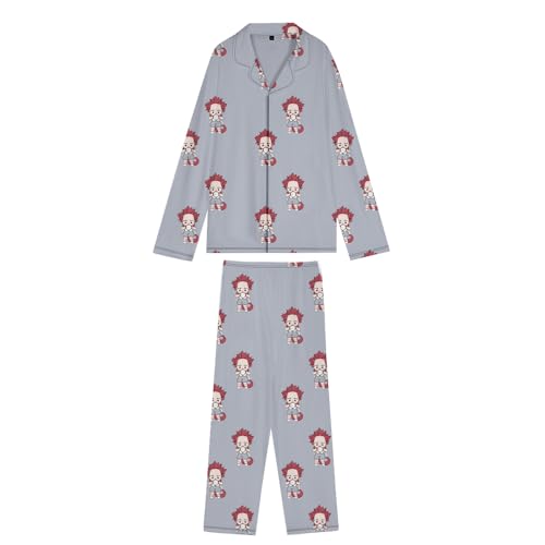 MHA Midoriya Izuku Pyjamas Long Sleeved Top and Bottoms Todoroki Shouto Sleepwear Cartoon Homewear Lounge Wear Adult2