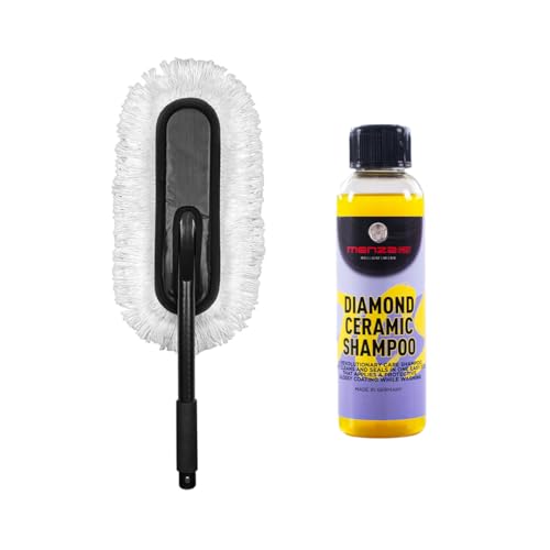 Image of MenzaPro DustGo Car Duster with Diamond Ceramic Shampoo 200ml Combo | Microfiber Wax Treated Car Duster | Ceramic Car Wash Shampoo