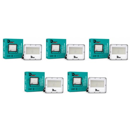 Image of Dreamlux LED Flood Light 50W, IP65 Waterproof Outdoor Light, Cool White 6500K, 130-140 lm /W, Aluminum Body, 6kV Surge Protection, BIS Certified Security Light (Pack of 5pc)