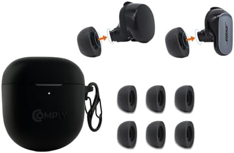 Comply Silicone Protective Case Bundle with Memory Foam Replacement Earbud Tips for Bose QuietComfort, II, Ultra 1&2, Black, S/M/L, 3 Pairs, Durable Protective Cover for Wireless Earbuds image 2