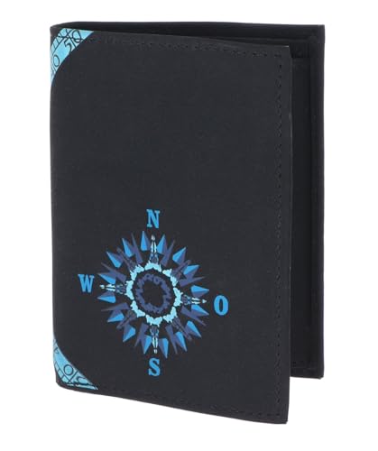 Oxmox Geldbörse New Cryptan RFID Protect Kombibörse Windrose Print Cyan Black schwarz