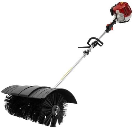 52CC 2-Stroke Handheld Lawns Sweeper, 2.3HP Gasoline Powered Broom Sweeper, Lawn Cleaning Sweeping Machine with 33.8 oz Fuel Tank & Curved Handle for Lanes Driveways Lawns Sidewalks