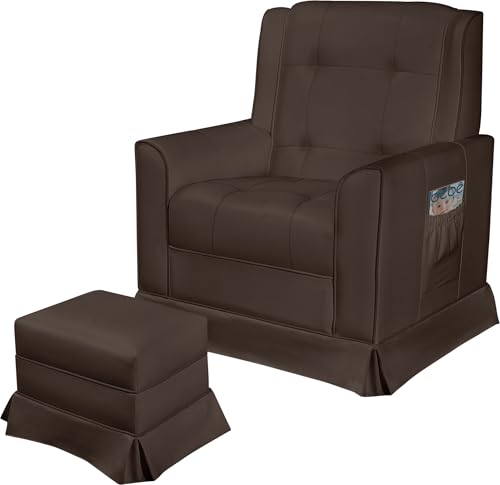 Poltrona Amamentação Lily em Corino Marrom – Poltrona para Sala de Estar, Quarto ou Escritório | Design Clássico, Confortável e Resistente, ProDormir