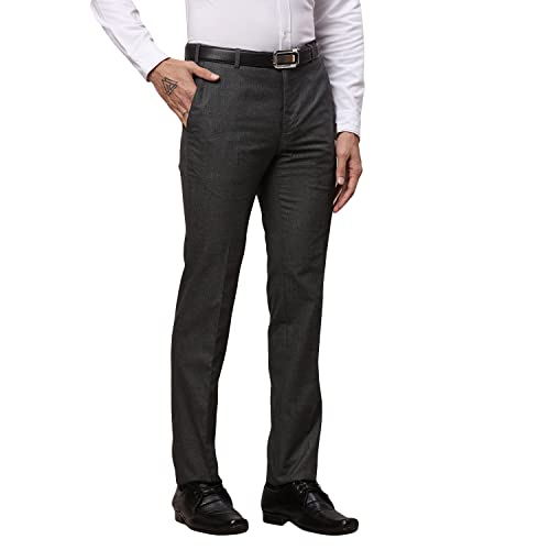 Image of Raymond Men's Polyviscose Blend Structure Pattern Slim Fit Flat Front Formal Trouser