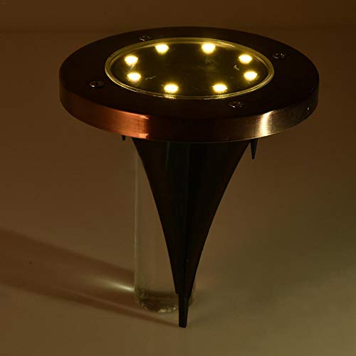 Preisvergleich Produktbild Bodenleuchten, Solarbetriebene Bodenleuchten Außenleuchte, 1Pcs 8 LED Wasserdichte LED Solarwegleuchten Garten Landschaft Spike Beleuchtung Für Hof Auffahrt Rasenweg (Warmweiß)