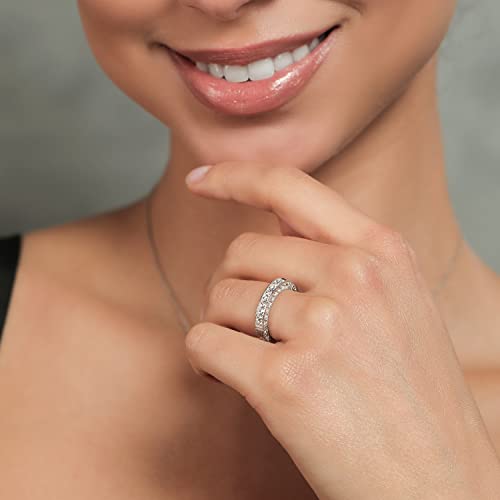 Gem Stone King 925 Sterling Silver White Created Sapphire Ring | Wedding Band Ring For Women | 1.00 Cttw | Available In Size 5,6,7,8,94