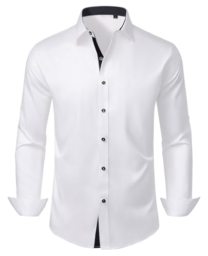 Mens Dress Shirts Long Sleeve Wrinkle Free Button Down Untucked Business Casual Shirts for Men