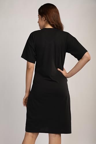 Image of Duchess Cotton Half Sleeve Oversized T-Shirts for Women| Nighty - Loose Fit Tee with Pocket
