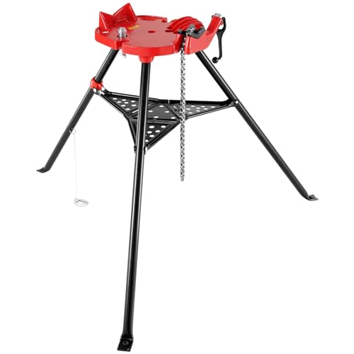 Mophorn 460-6 Tripod Pipe Chain Vise 1/8'-6' Capacity,Pipe Stand Portable Foldable Steel Legs,Pipe Jack Stands w/ Tool Tray, Tripod Stand Chain Vise Ideal for a Variety of Pipe Materials