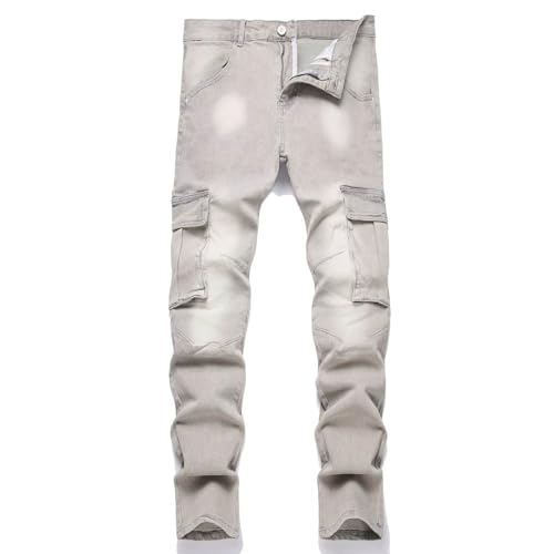 Jean slim déchiré homme avec découpe droite WWricotta aux finitions usées ultra stylées