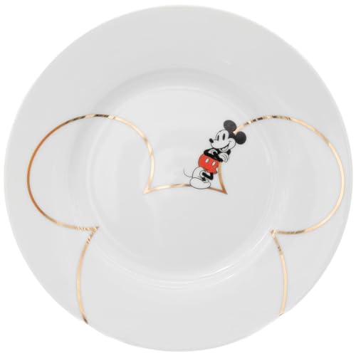 Disney Mickey Mouse Gold Icon Ceramic Salad Plates – Ceramic Dinner Plates for Everyday Use & Elegant Collectible Dinnerware – Set of 4 Officially Licensed Kitchen Accessories